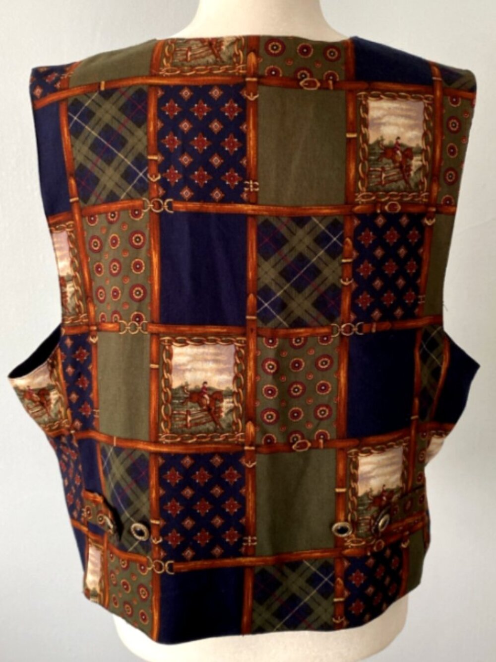 Vintage Cowboy Western Horse Rayon Button Vest Jantzen Classics Women’s XL - Picture 2 of 5